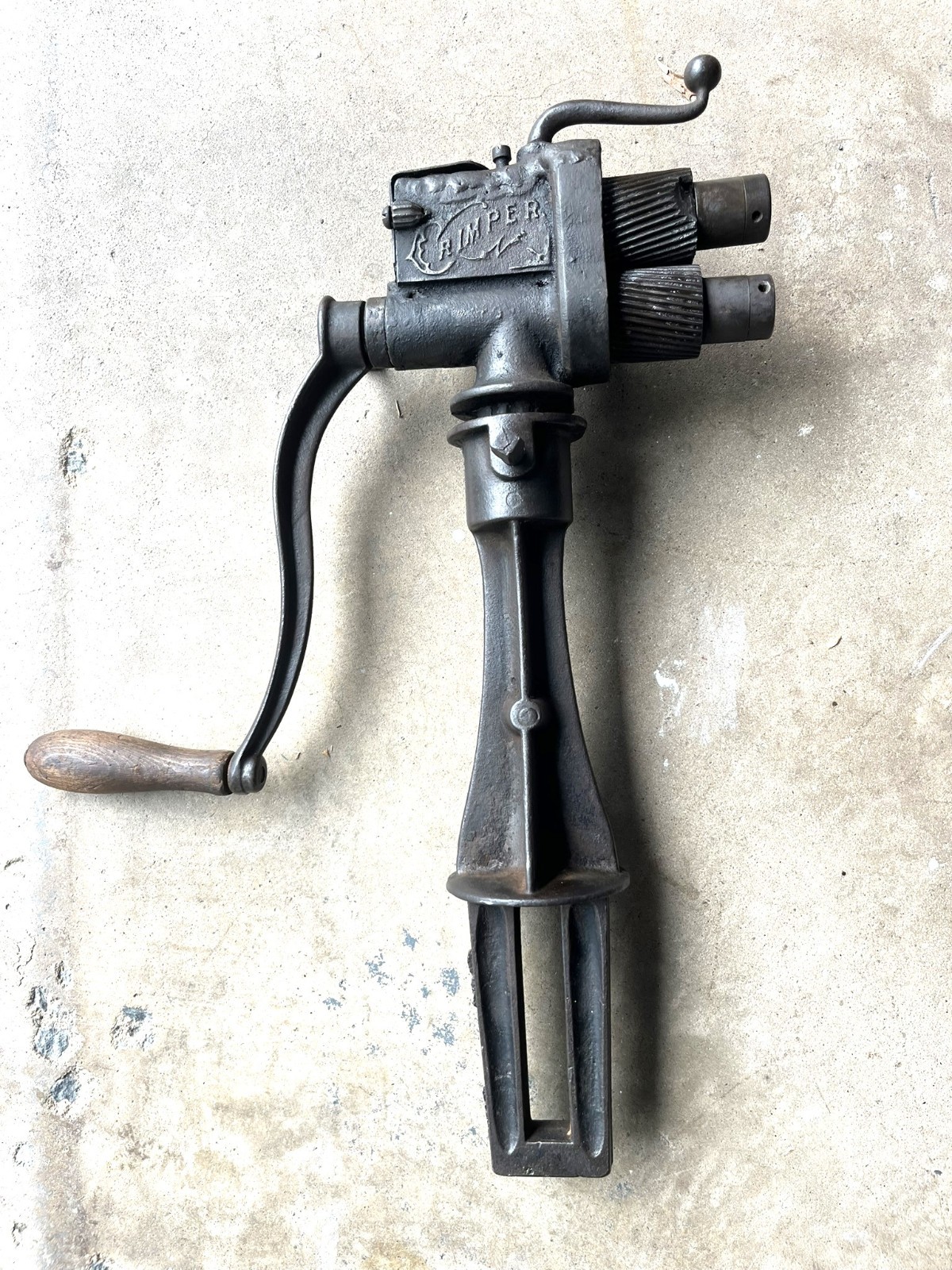 Vintage Packham bench mounted metal crimper (crimping tool)