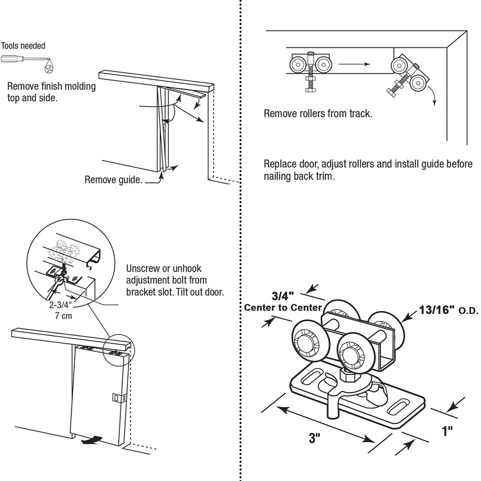 13/16″ Pocket Door Ball Bearing Hangers Fit Kenna-Frame, Crawford & Press-Rit…