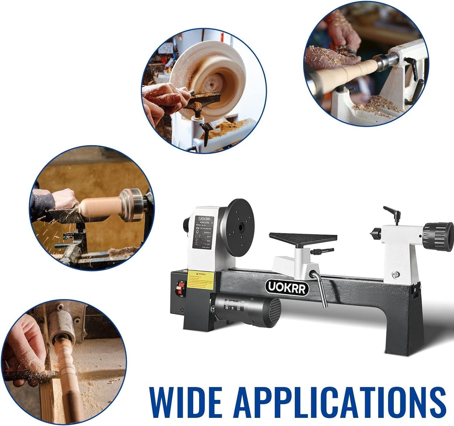 8″ x 12″ Wood Lathe, Mini Benchtop Wood Lathe Machine1/3 HP Lathes for Woodwork