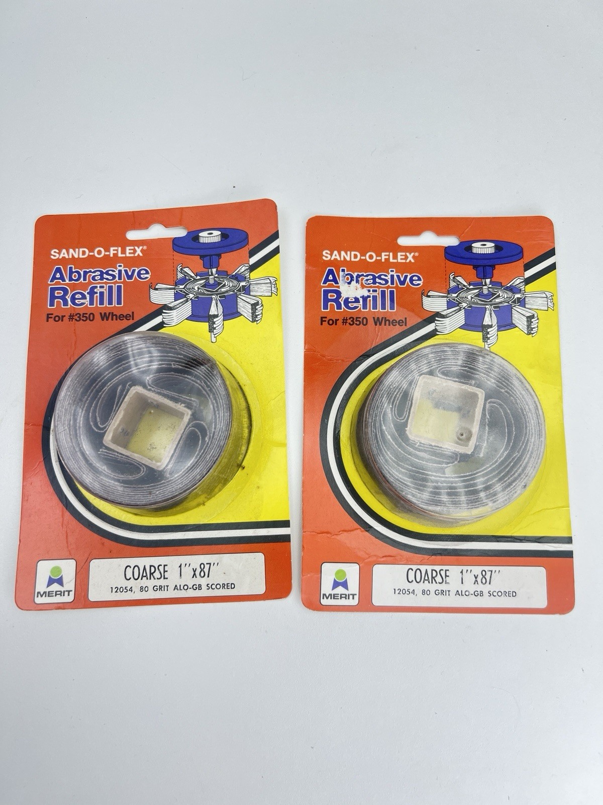 2x Vintage NOS Merit 12054 Sand-O-Flex Refill 350 R/P R Coarse 1×87 80 Grit