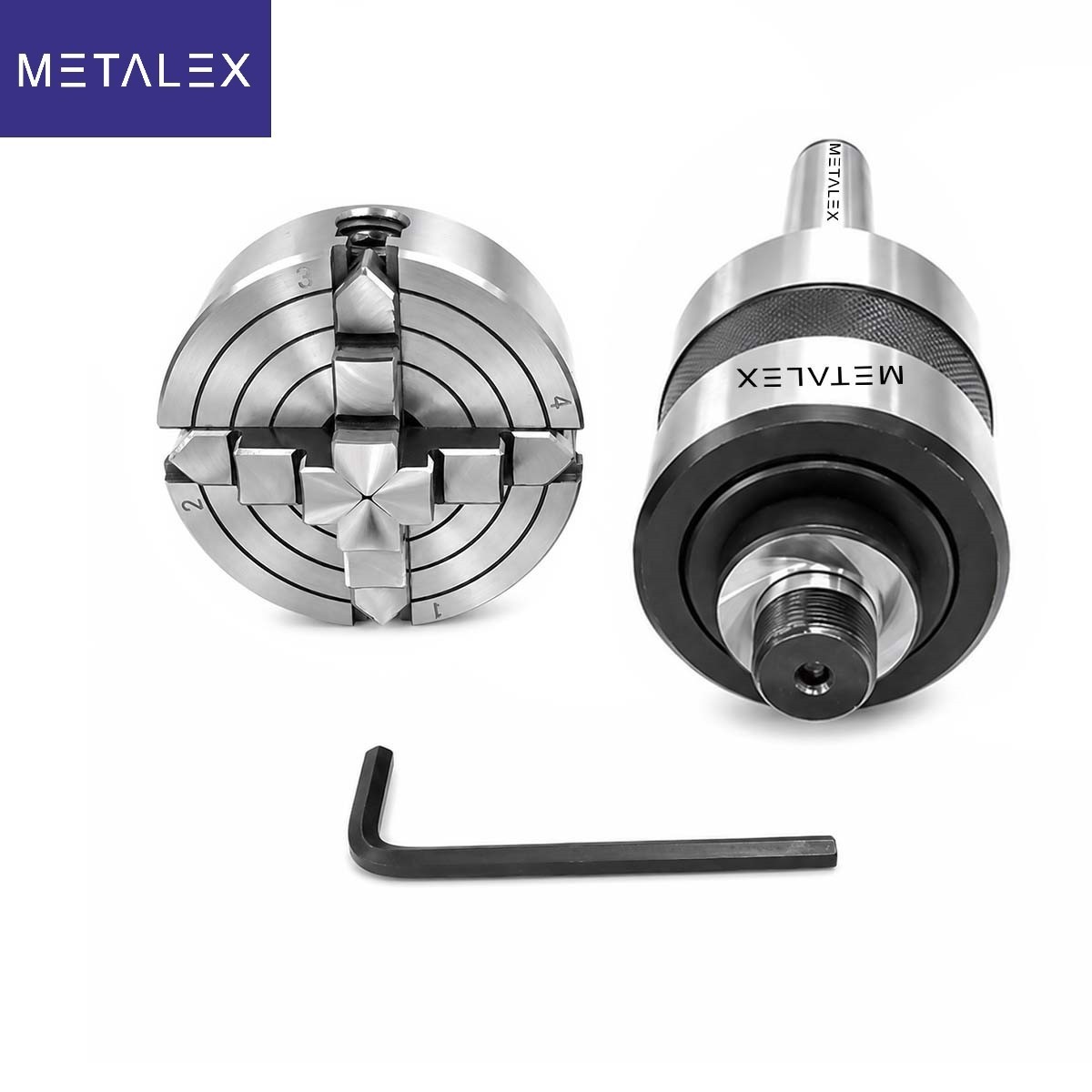 2-3/4″ 4 Jaw 2.75″ Independent Lathe Chuck MT4 Live Revolving Center Adapter Set