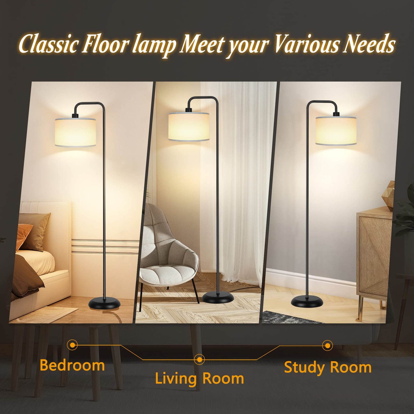 [Upgraded] LED Floor Lamp for Living Room, 3 Color Temperature Floor Lamp with F