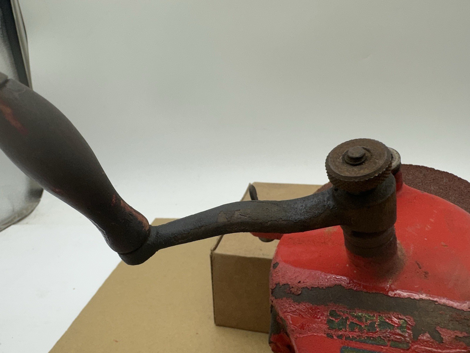 Vintage Antique Hand-Crank Bench Grinder 4-3/4” Diameter Grinding Wheel