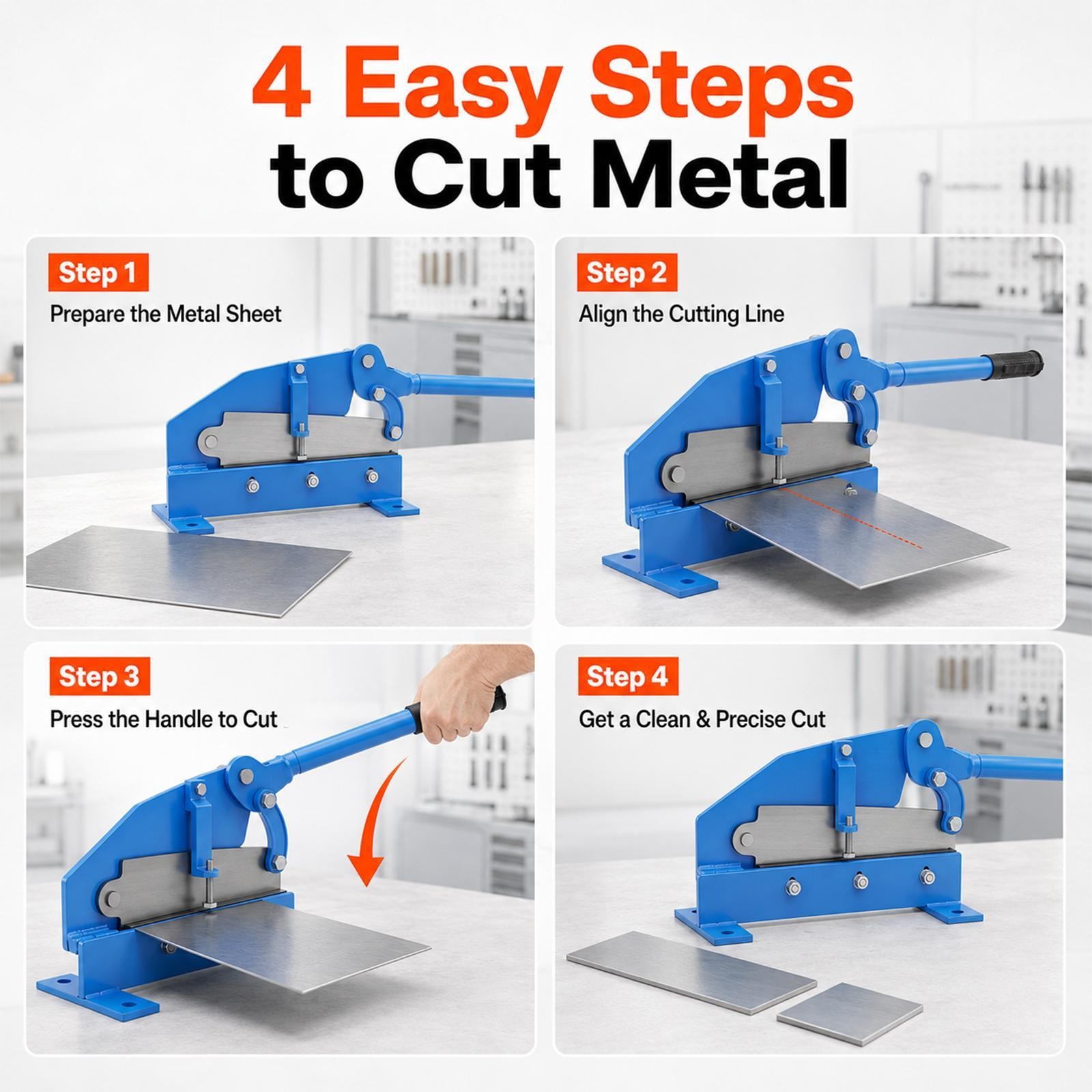 Manual Metal Shear,12″ Cutting Capacity for Steel Plate, Bench-Mount Hand Cutter
