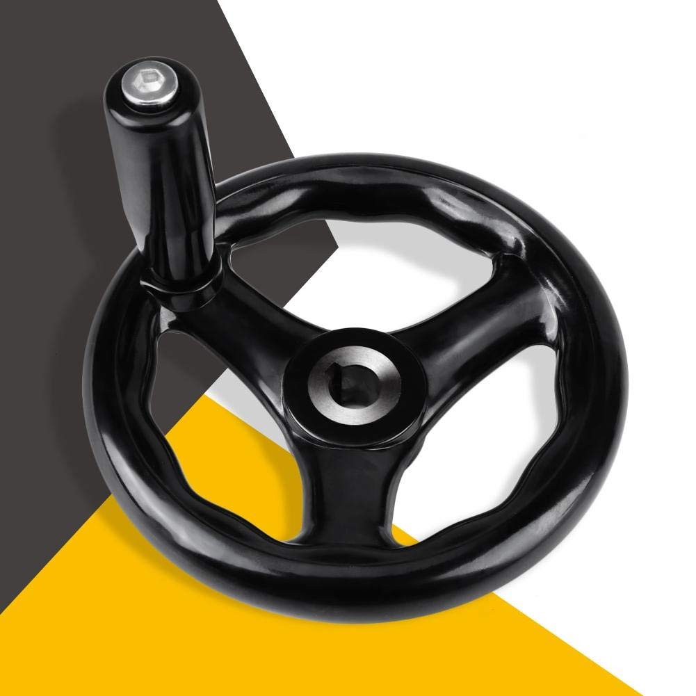 3 Spoke Hand Wheel 125mm/4.92inch Diameter Black Round Wheel Thread Hole 12mm…