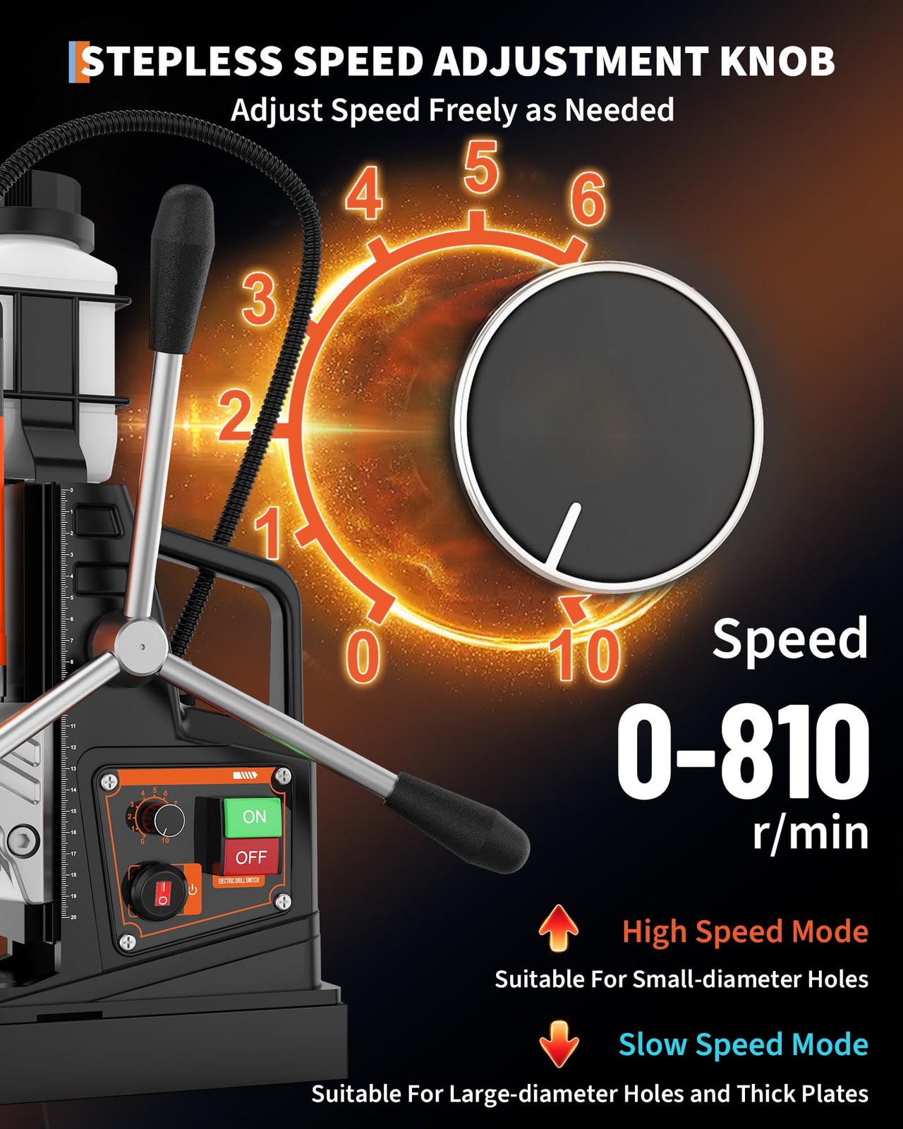 2 in Magnetic Drill 1750W 2922Lbf Power Portable Mag Drill with 10Pcs Drill Bits