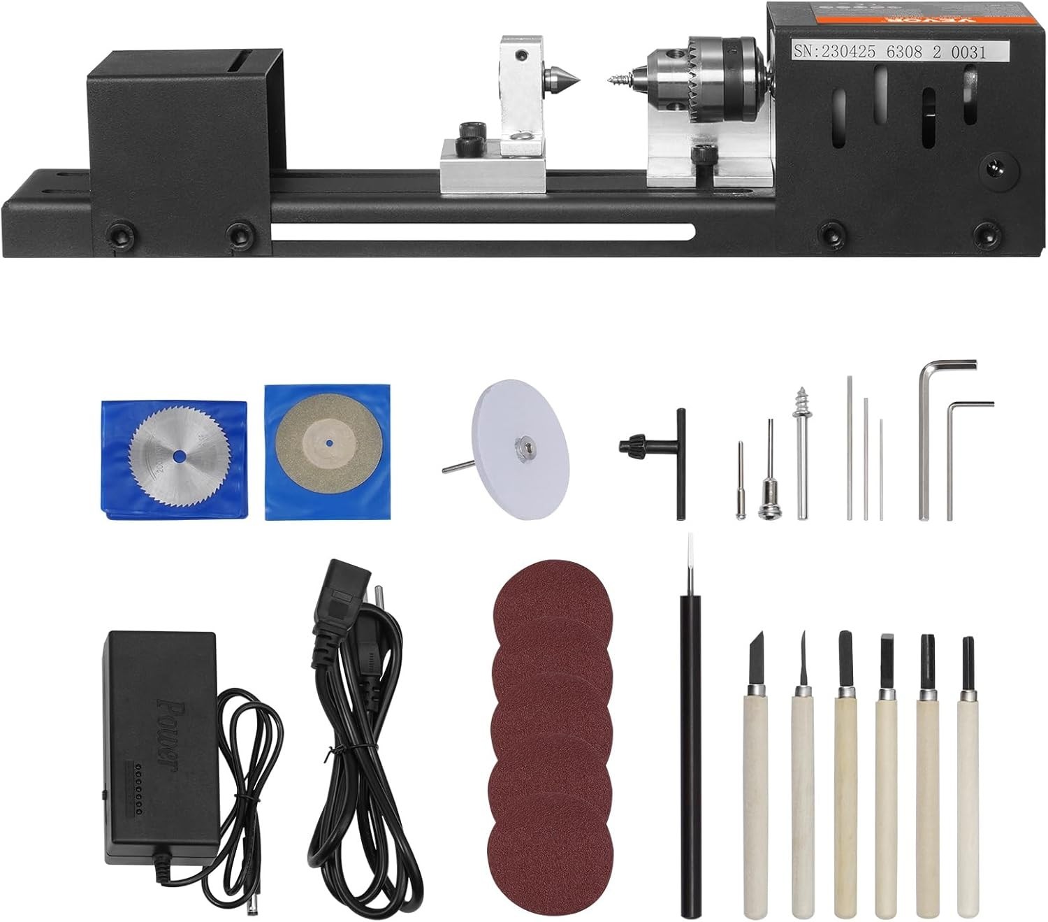 Mini Lathe Machine, 2.76 in x 6.3 in, 24VDC Tools Milling Machine Accessories…