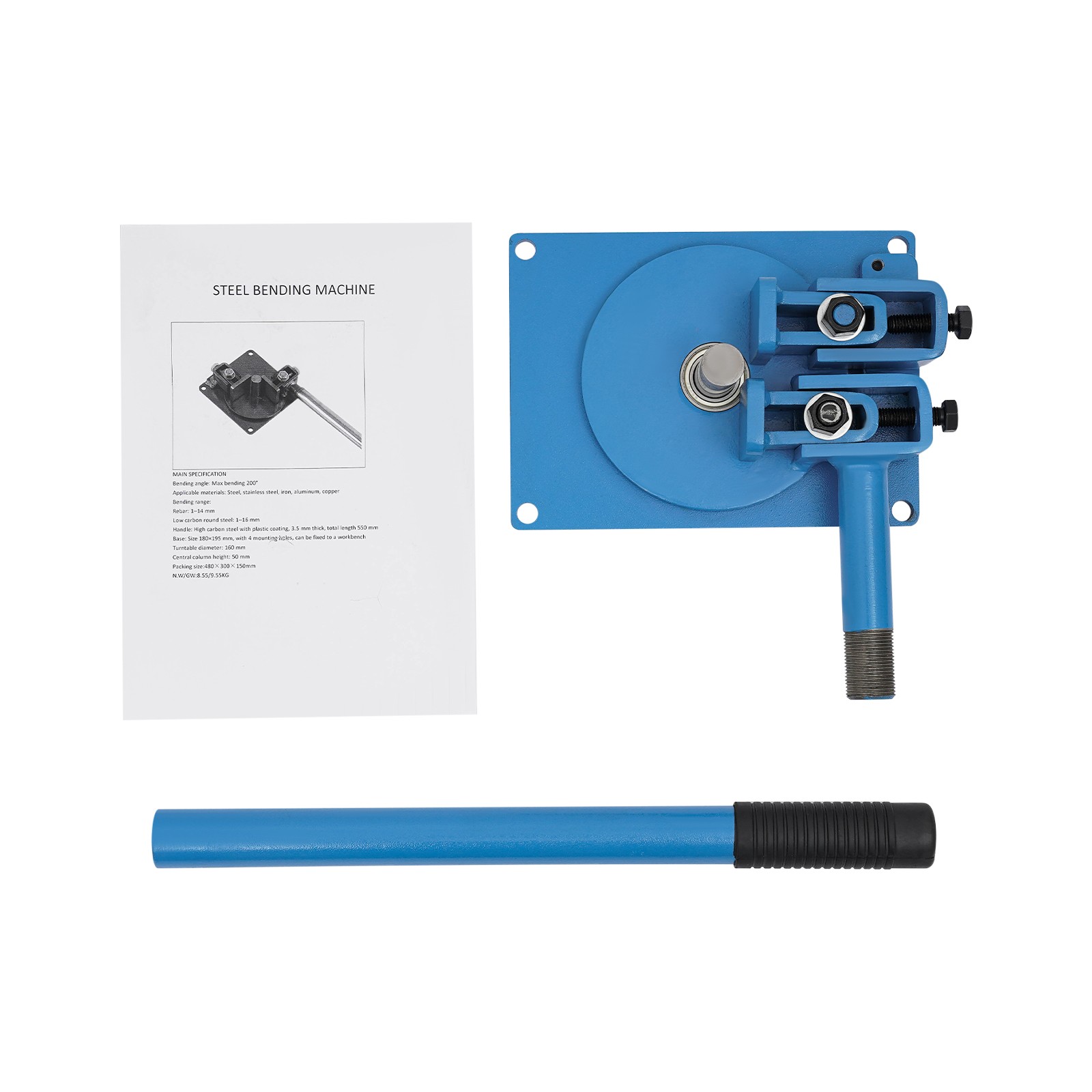 Blue Manual Rebar Bender,Max. 200° Metal Rod Bar Bender, Rebar Bending Machine