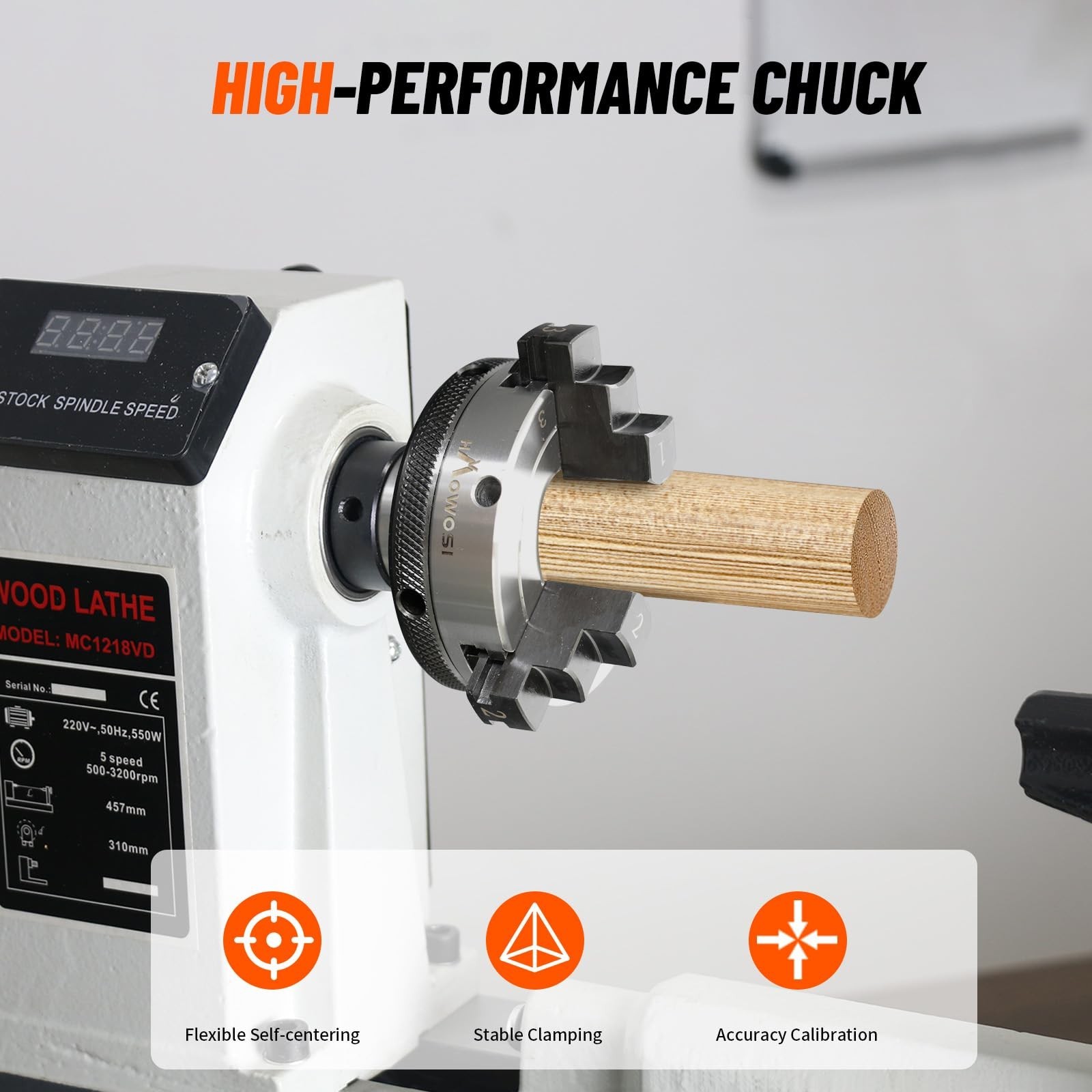 Wood Lathe Chuck,3 inch 3 jaw With MT-1 and MT-2 Arbor Shank,with 1 x 8TPI Th…