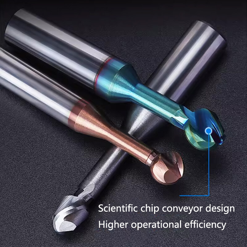 R2mm-R7mm Nano Coated Solid Carbide Ball Nose End Mill Lollipop Cutter CNC Tool