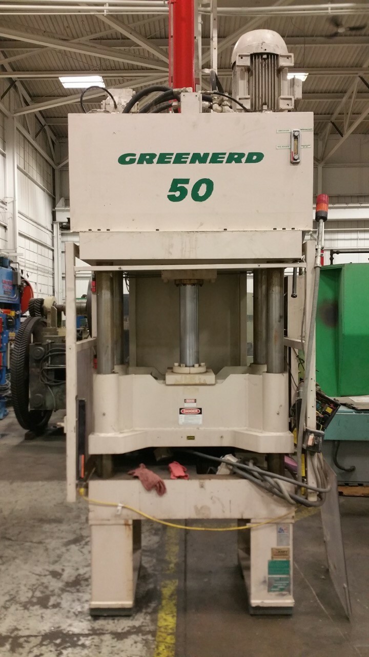 50 TON GREENERD 50 TON 4 POST HYDRAULIC PRESS 20″ STROKE 26.75″ DAYLIGHT 36″ X 3
