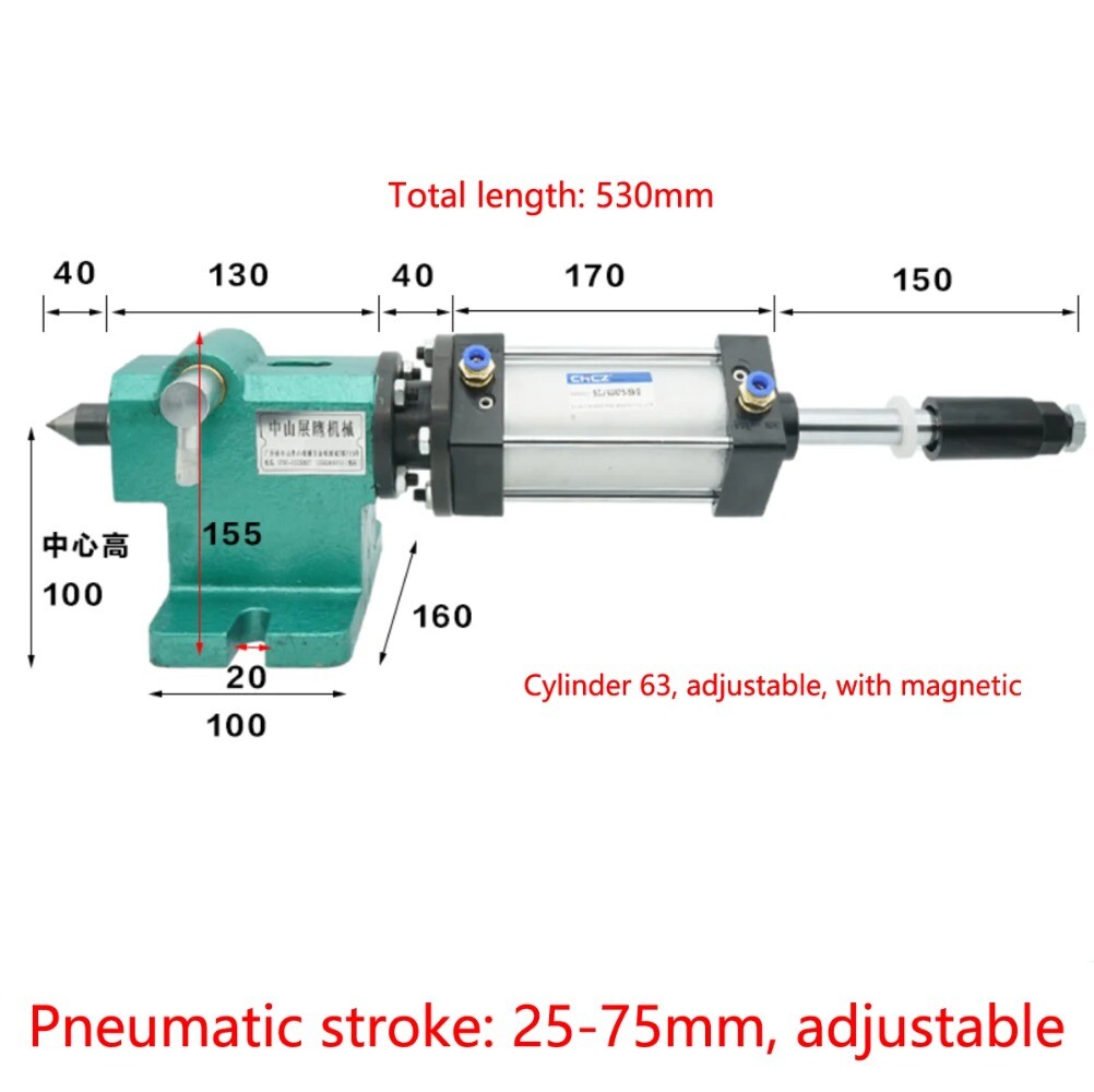 Pneumatic, Hydraulic, Lathe Tailstock, Easy Instrumentation Car Active Tailstock