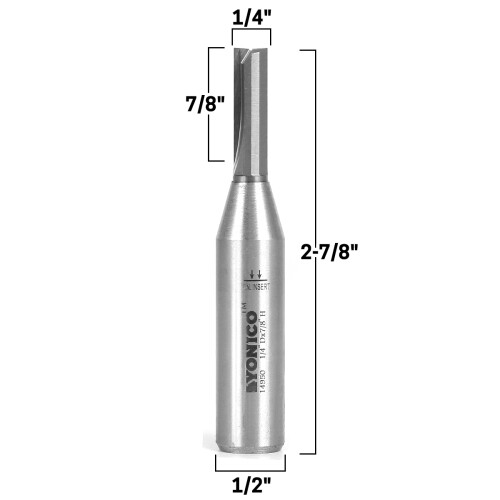 1/4″ Diameter Solid Carbide Insert Straight Router Bit 1/2″ Shank Yonico 14950