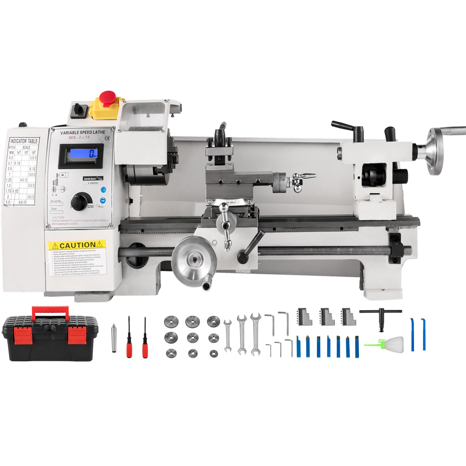 VEVOR Mini Metal Lathe 8″x14″ Metalworking Machine Variable Speed 2250 RPM 600W