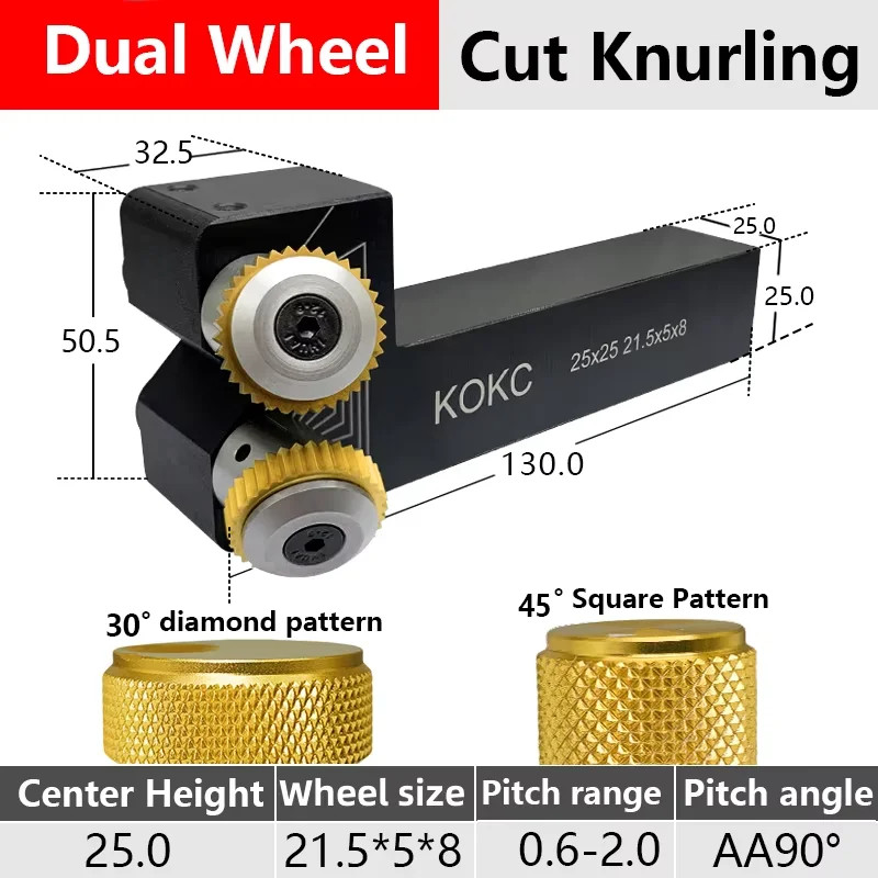 Stuka Cut Knurling Non-adjustable center height 25*25mm Dual Wheel Tools