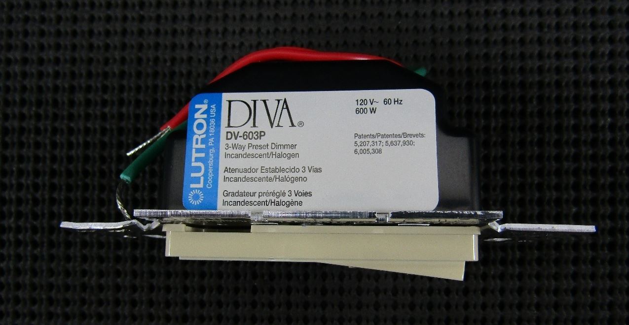 Lutron DV-603P-IV 600W 3 Way Preset Dimmer 120V Incandescent Ivory