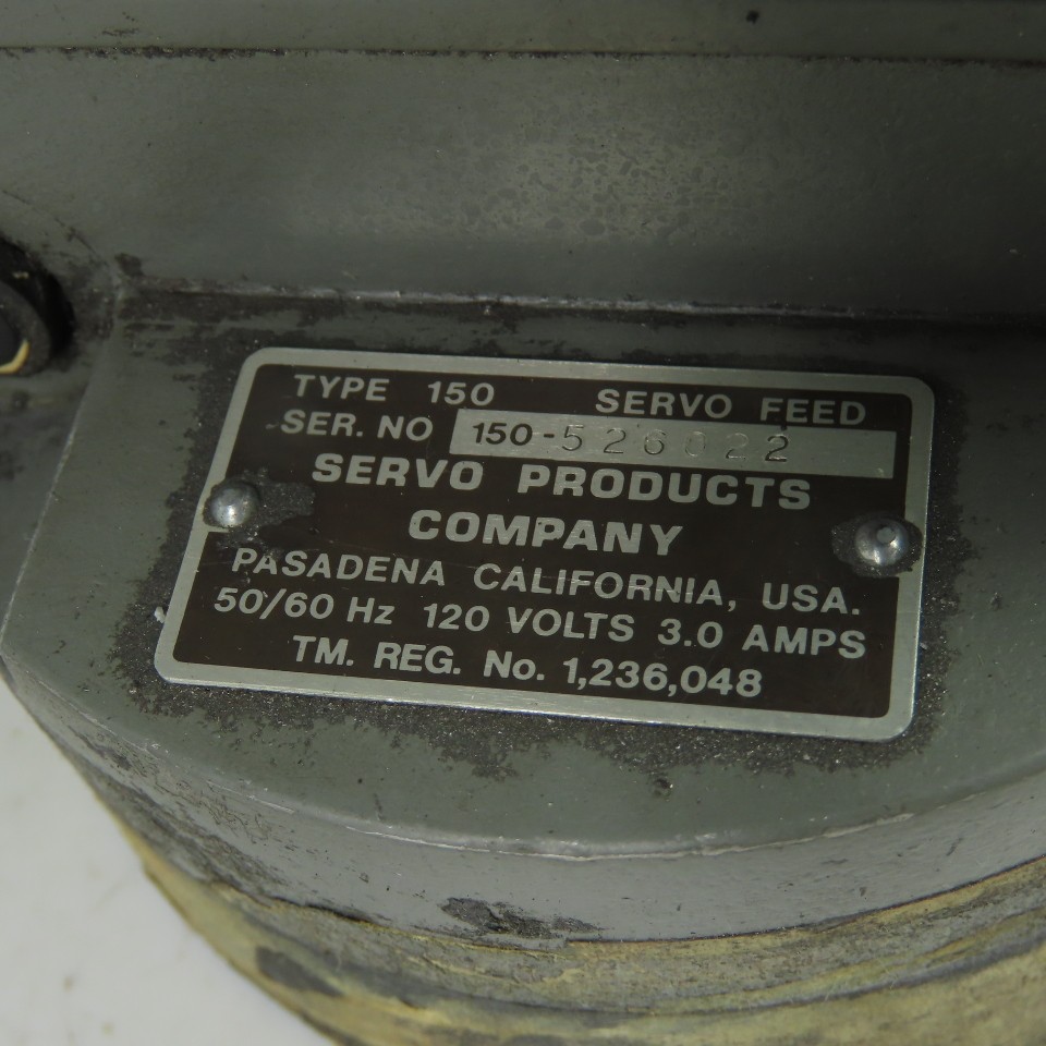 Servo Products Company Type 150 Milling Machine Power Table Feed 120V 3A