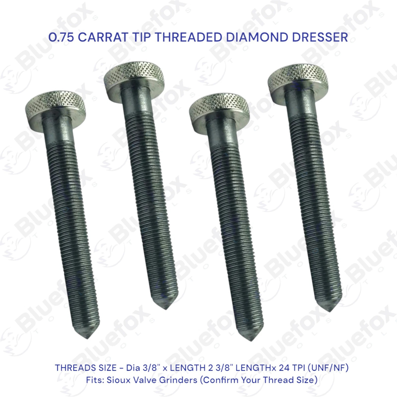 8x 0.75ct Diamond Dresser 3/8″-24 UNF + SIOUX .385″ Piloted Stone Holder Stand S