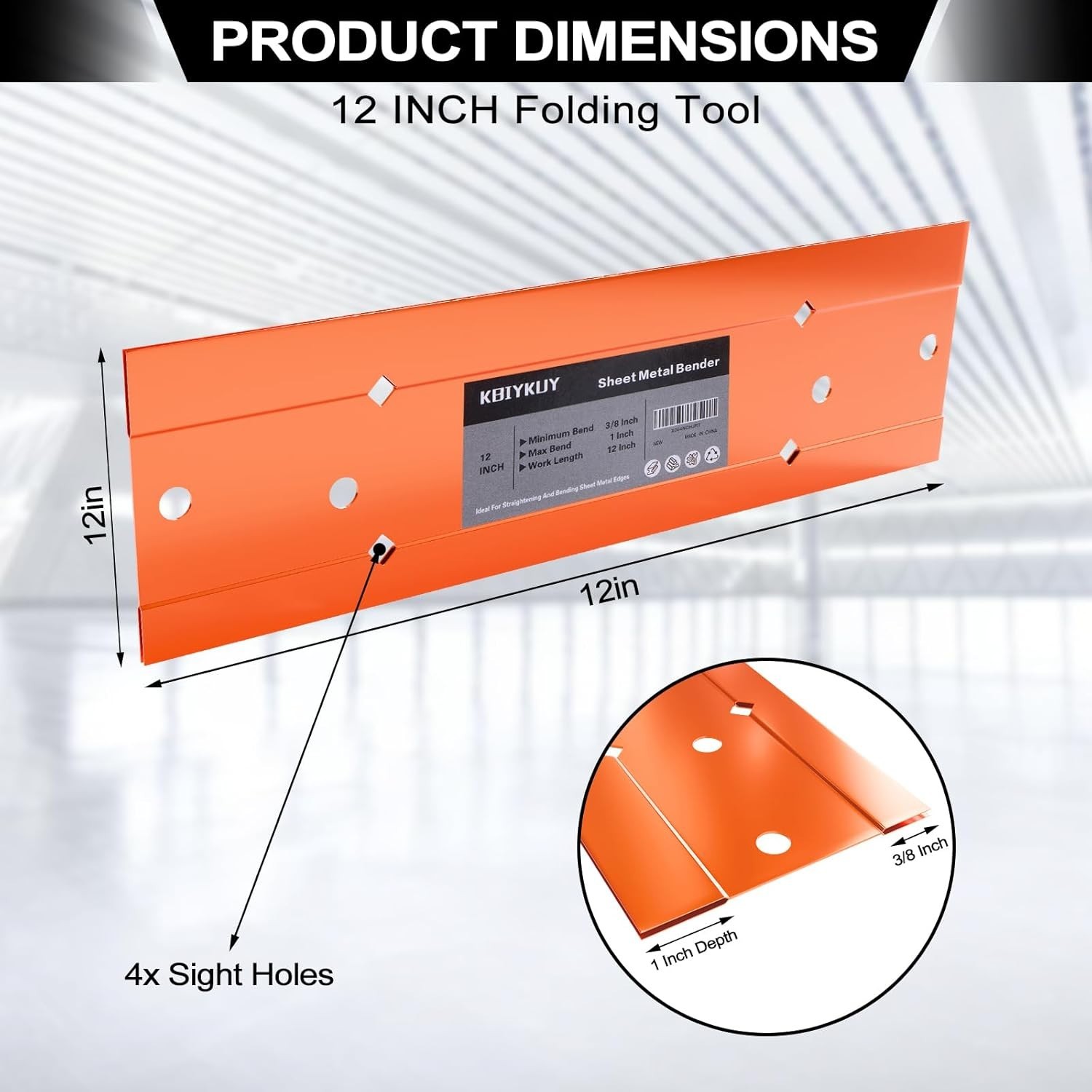 Versatile 12″ Metal Bending Tool with Dual Fold Depths for Precision Projects