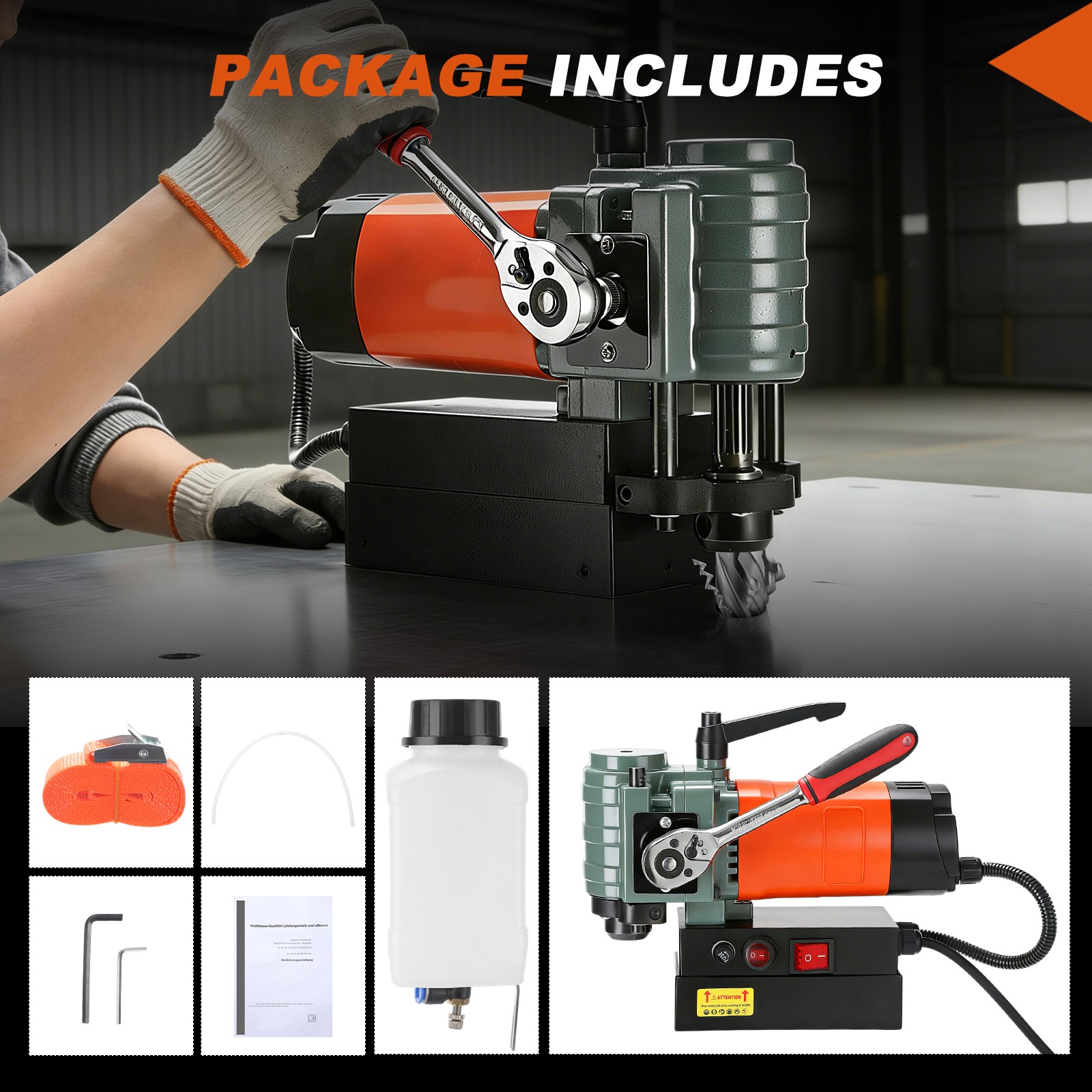 GEARZAAR Magnetic Drill Press 1300W Low Profile Mag Drill Light Weight Portable