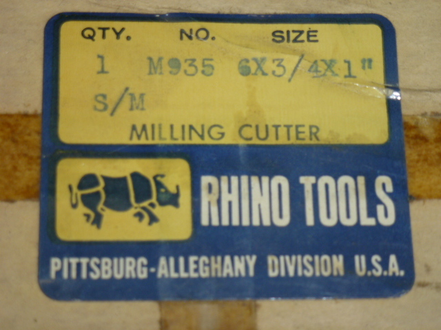 NOS! RHINO TOOLS HS SIDE TOOTH MILLING CUTTER, 6″ x 3/4″ x 1″, USA
