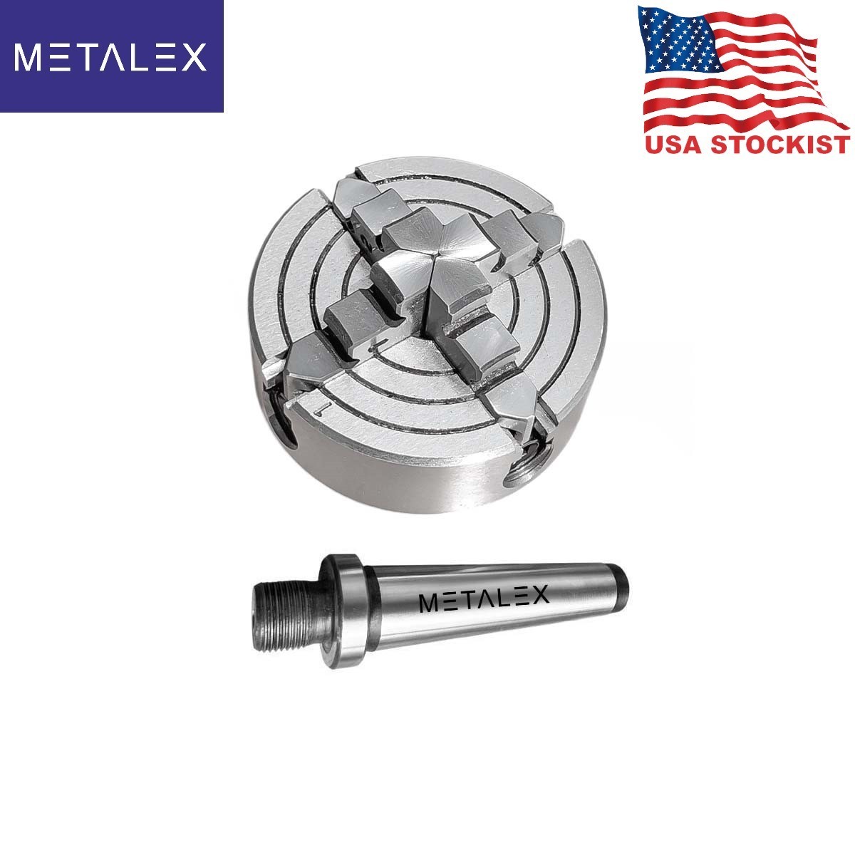 70mm Independent Lathe Chuck 4 Jaw 2.75″ MT3 Adapter Shank Arbor Metalwork Dril