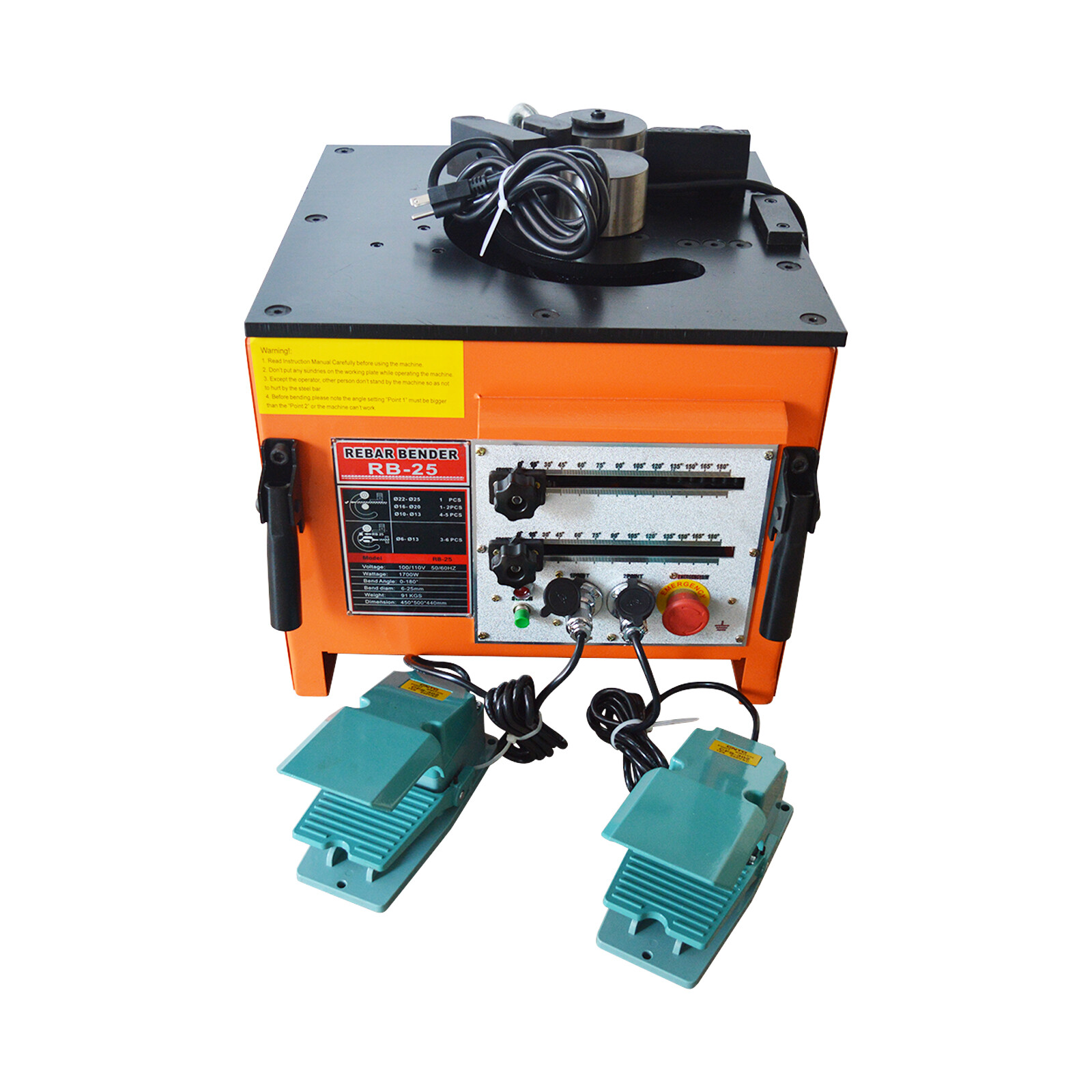 110V Electric Rebar Bender With Foot Switch Steel Bar Bending Machine 6mm-25mm