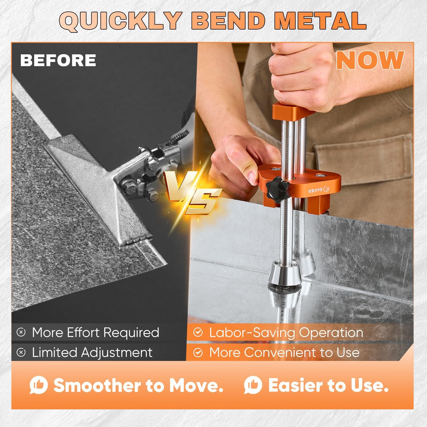 5-Inch Sheet Metal Roller Bender, Adjustable Metal Edge Bending Tool for Roofing