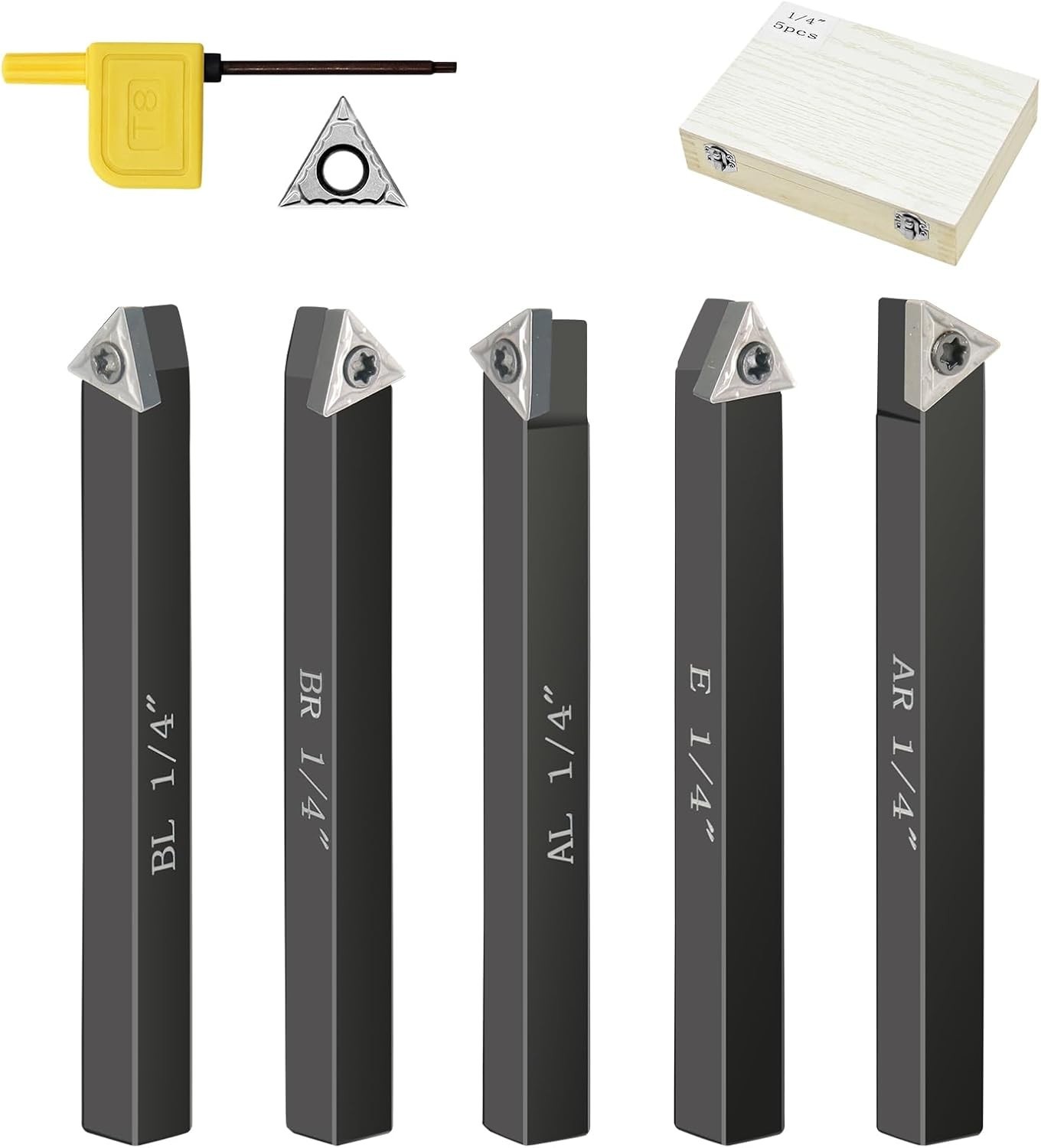 Metal Lathe Cutting Tools,5 Sets of 1/4 Carbide Metal Cutting Tool Bits Kit，I…