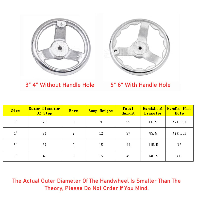 3″ 4″ 5″ 6″ Round Iron Hand Wheel Chrome Plated Handwheel For CNC Machine Tools