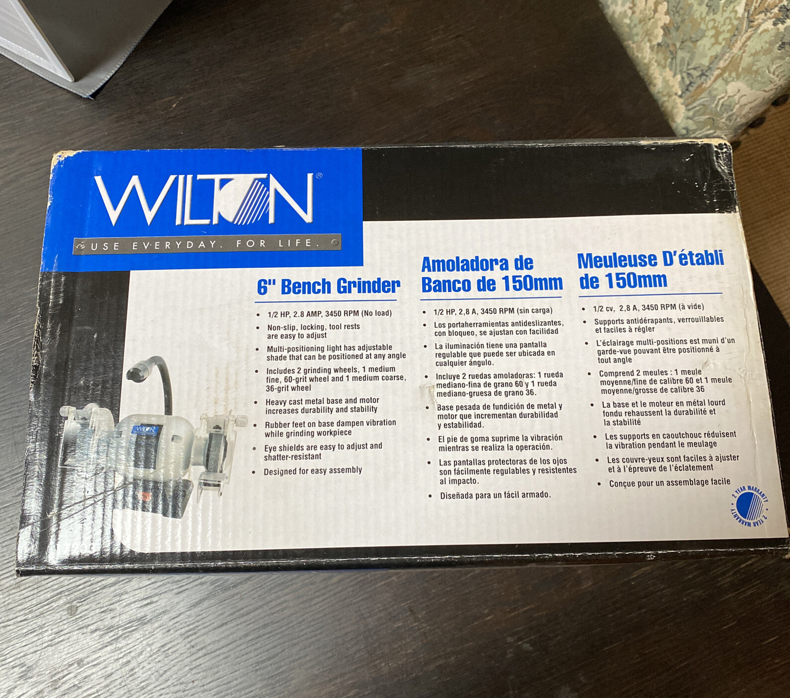 Wilton 6” Bench Grinder, 1/2 HP 2.8 AMP model 17203 BRAND NEW IN OPEN BOX