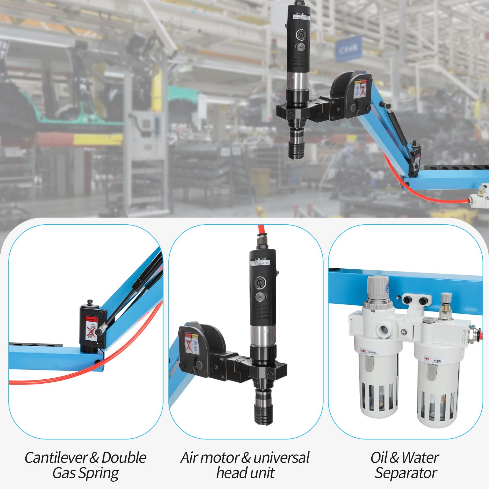 Pneumatic Tapping Machine 360 Degree Swivel Arm M3-M12 Threading Drill Tool