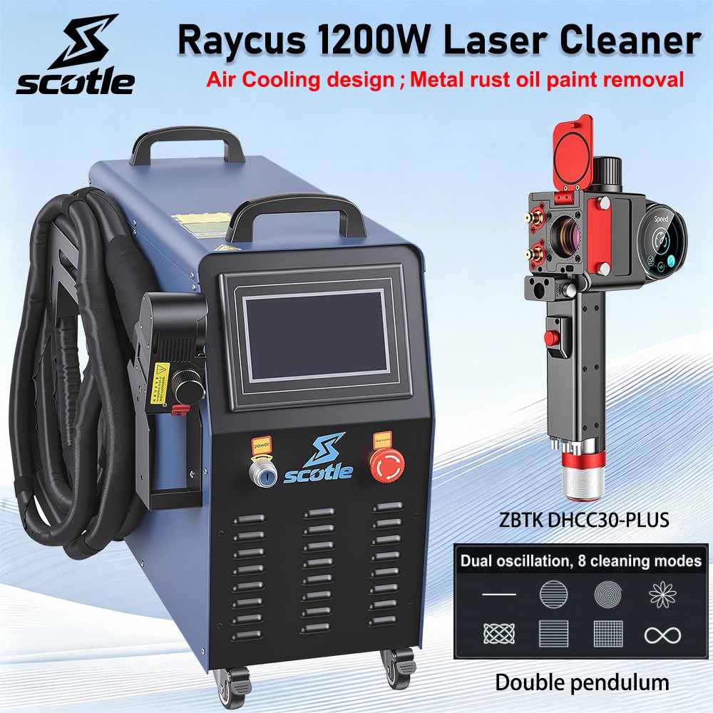 1200W Raycus Laser Cleaning Machine Rust Paint Oxide Oil Remover knob screen US