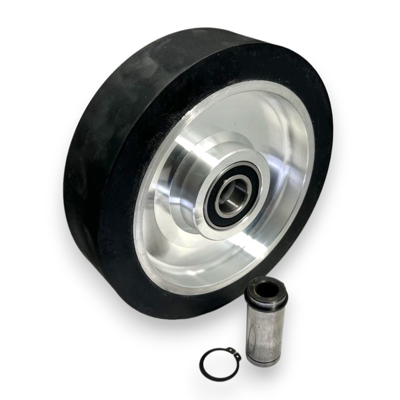 8″ Smooth Black Rubber Contact Wheel Dynamic Balance For Belt Grinder