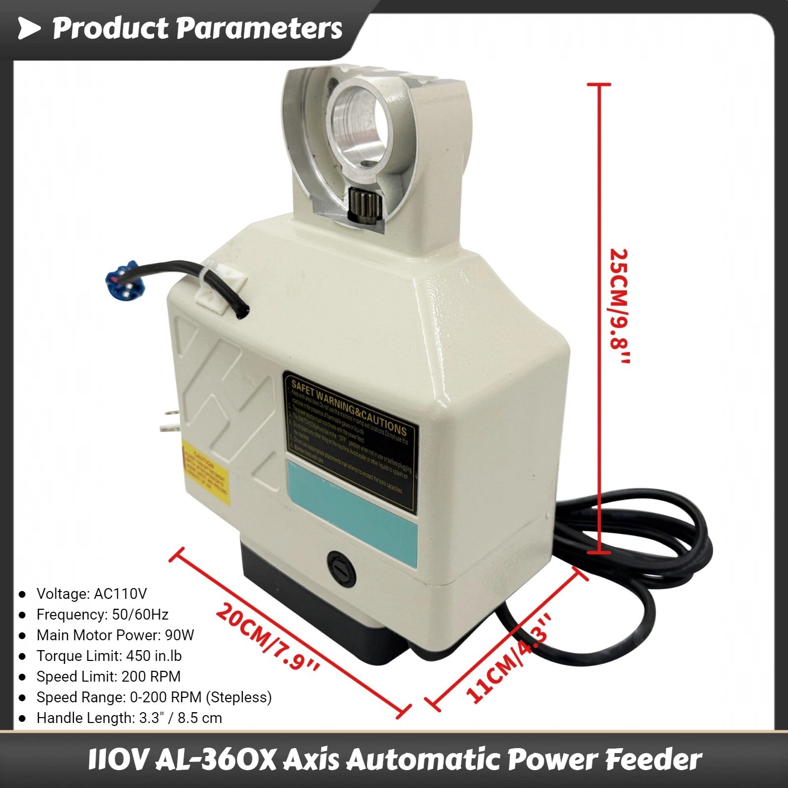 AL-360X Axis Automatic Power Feeder 110V for Horizontal Milling Machine 0-200RPM