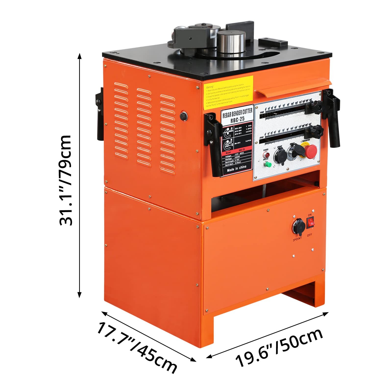 1600W Electric Rebar Bender Cutter 0-180° Bend Max 1 Inch 25mm Rebar Machine NEW