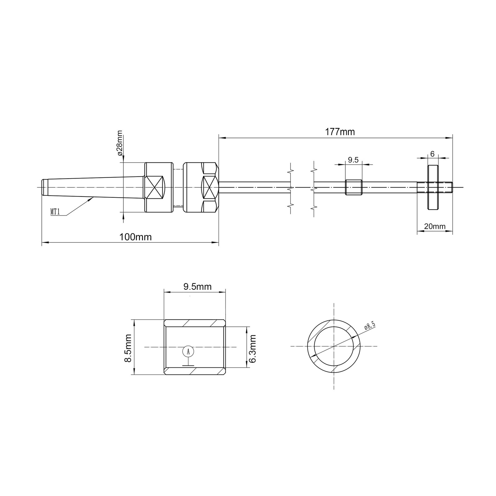 Pen Mandrel with MT1 Adaptor for Woodturning Lathe Pen Making DIY Tools