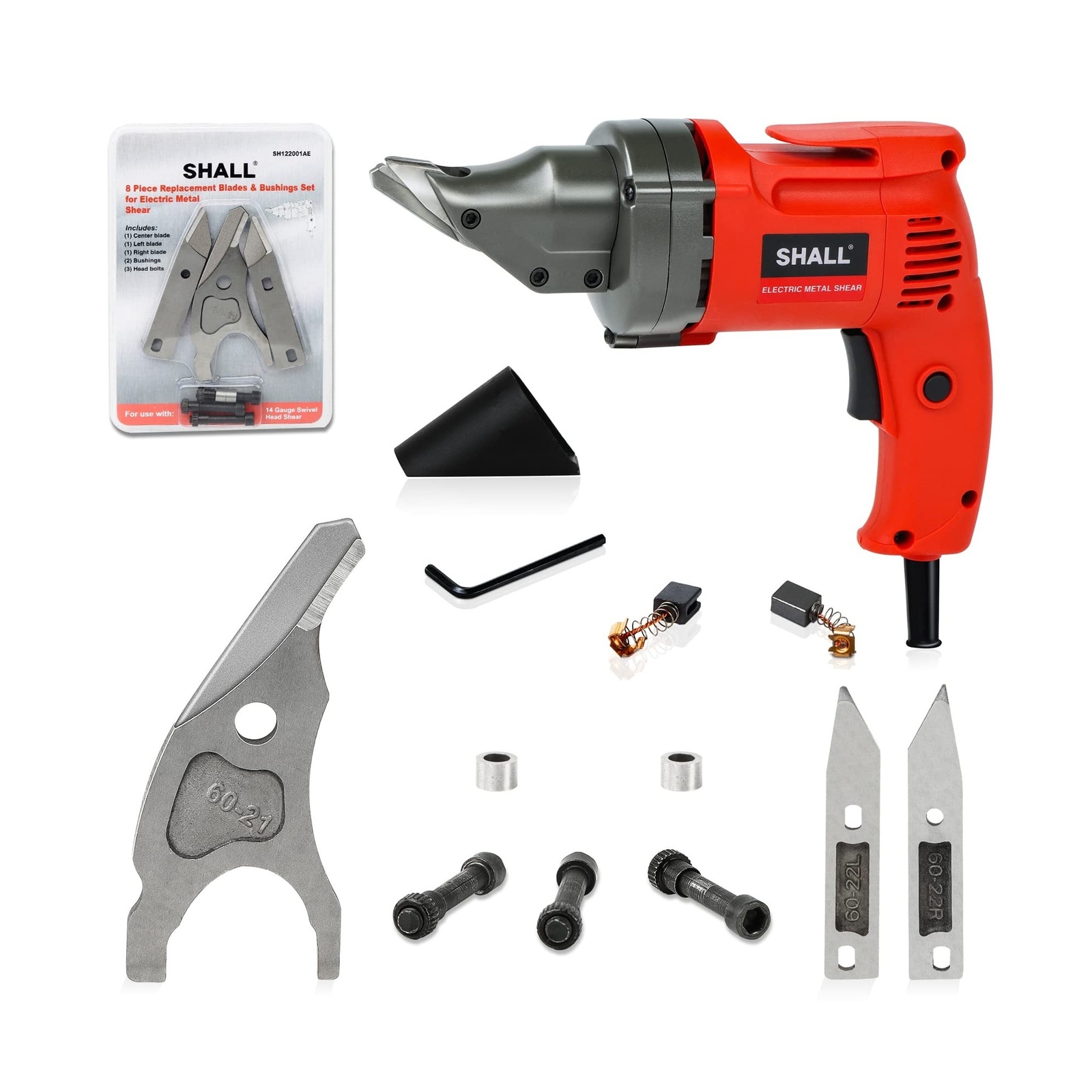 SHALL Electric Metal Cutting Shear & 14/16 Gauge Shear Blades Replacement Set…