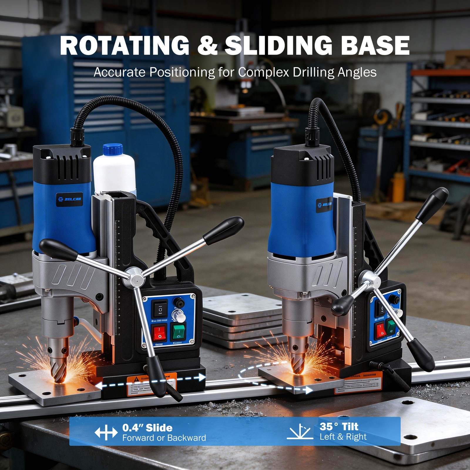 ZELCAN 1550W Magnetic Drill Press 2″ Boring Dia with Forward/Reverse Drilling