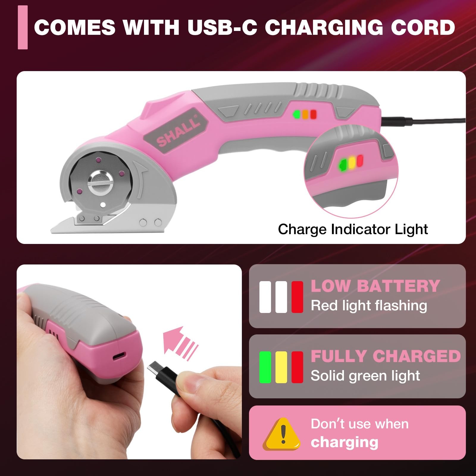 SHALL 4V Cordless Electric Scissors, Rechargeable Cardboard Cutter, Rotary El…