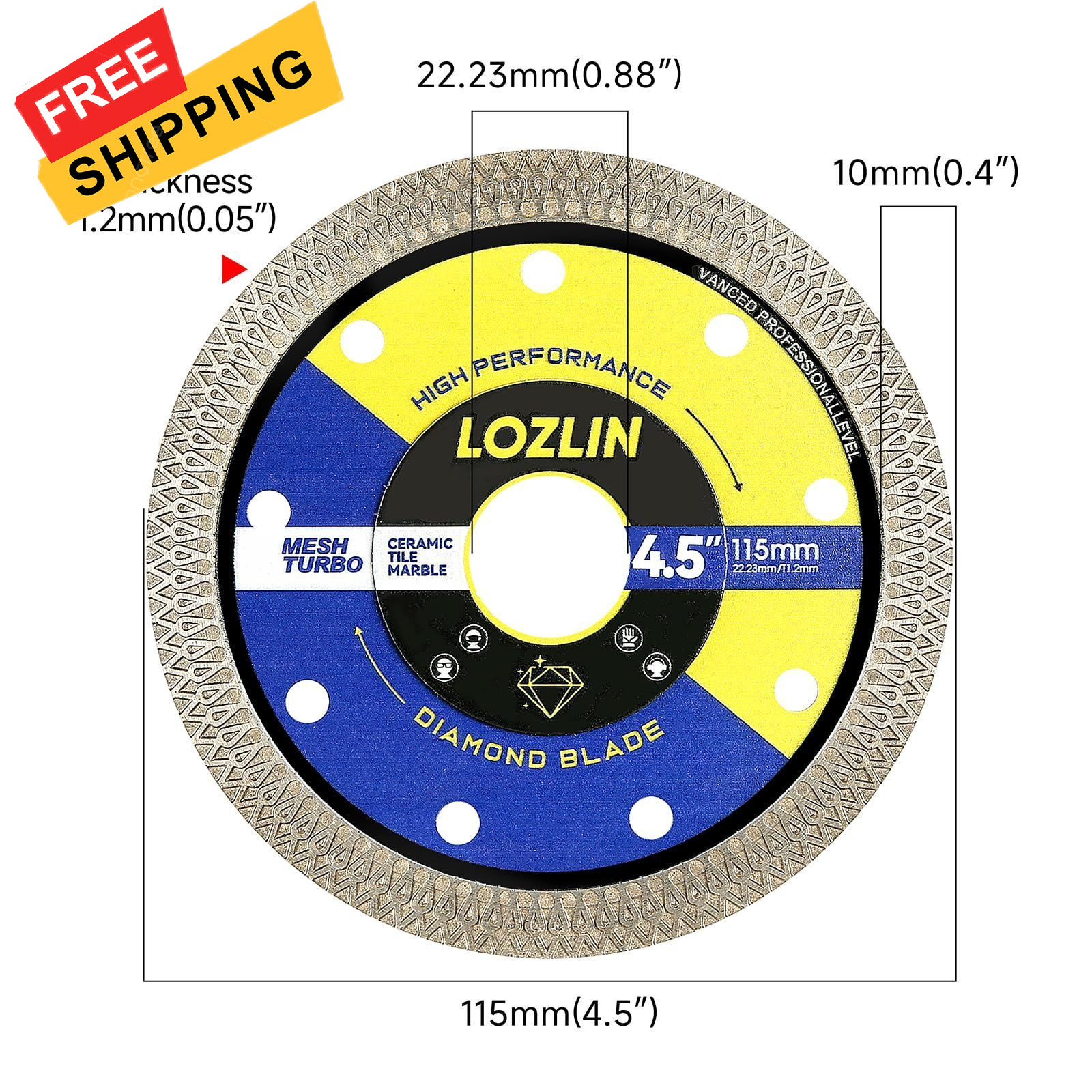 LOZLIN 4.5 Inch 3Pcs Diamond Saw Blades, Angle inches, Black And Blue