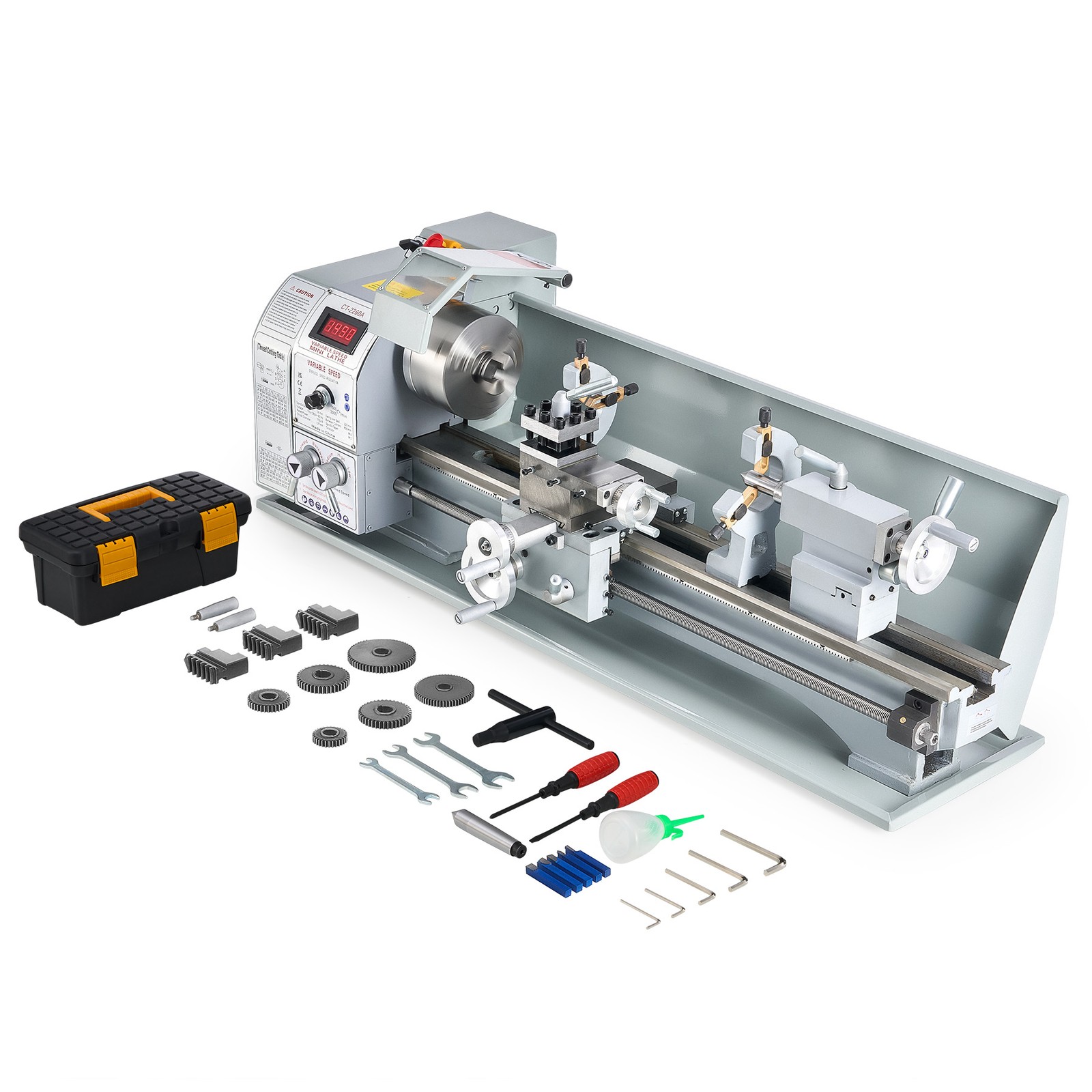 9×24″ Mini Metal Lathe 1100W DC Motor 3-Jaw Chuck LCD Display Metalworking
