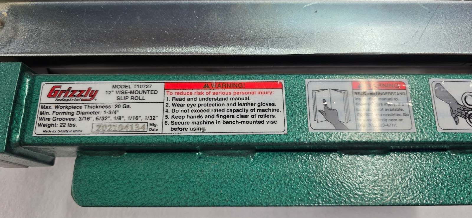 ⚙️ GRIZZLY Industrial T10727 12 Inch Vice-Mounted Slip Roll