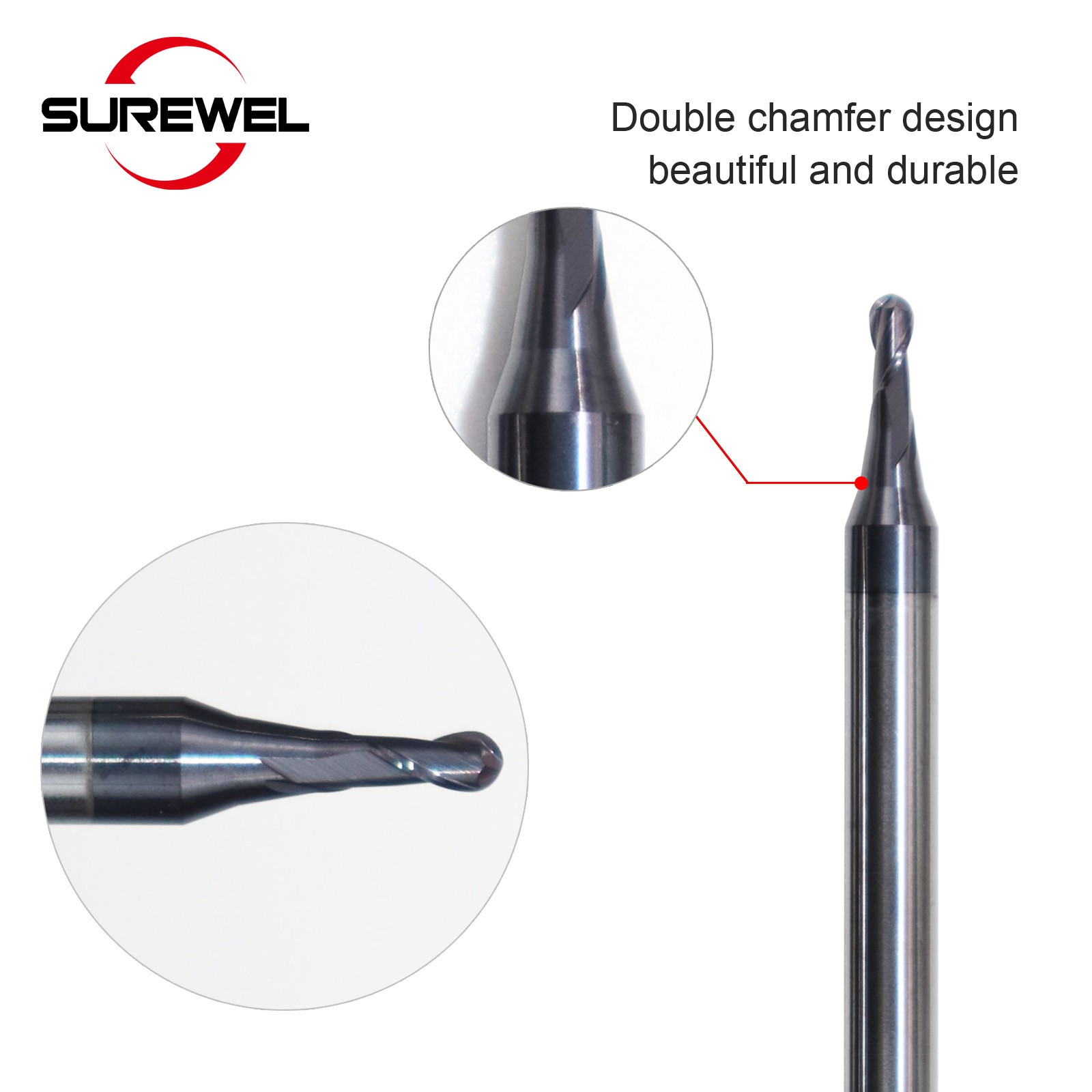 1PCS Solid Carbide Micro Ball End Mill R0.15-R0.95 CNC Engraving HRC60 Coated