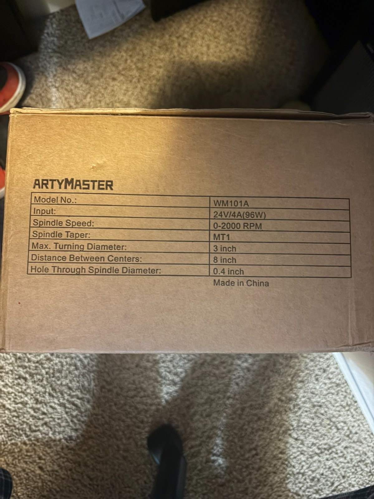 ArtyMaster WM101 Plus Mini Wood Lathe Machine, 24DC 96W Power Lathe, Small