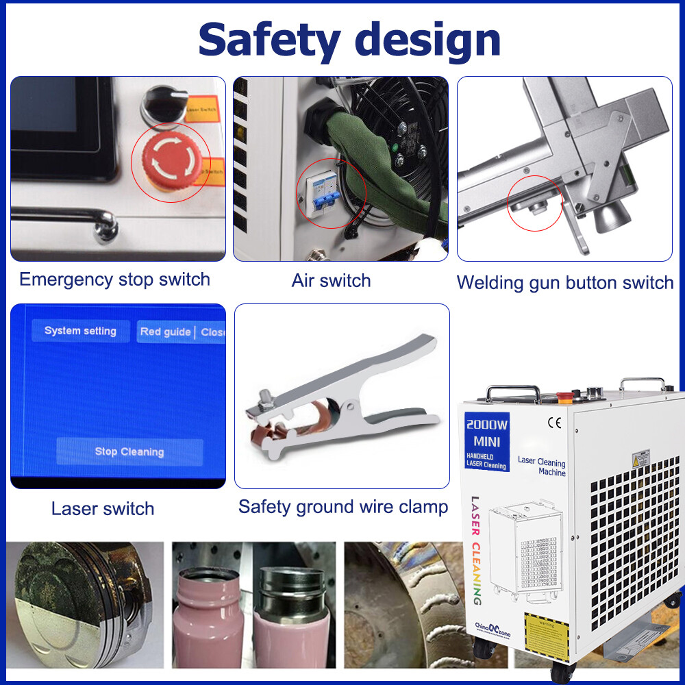 2000W Laser Cleaning Machine Rust Removal Laser Remove Oil Paint Double Pendulum