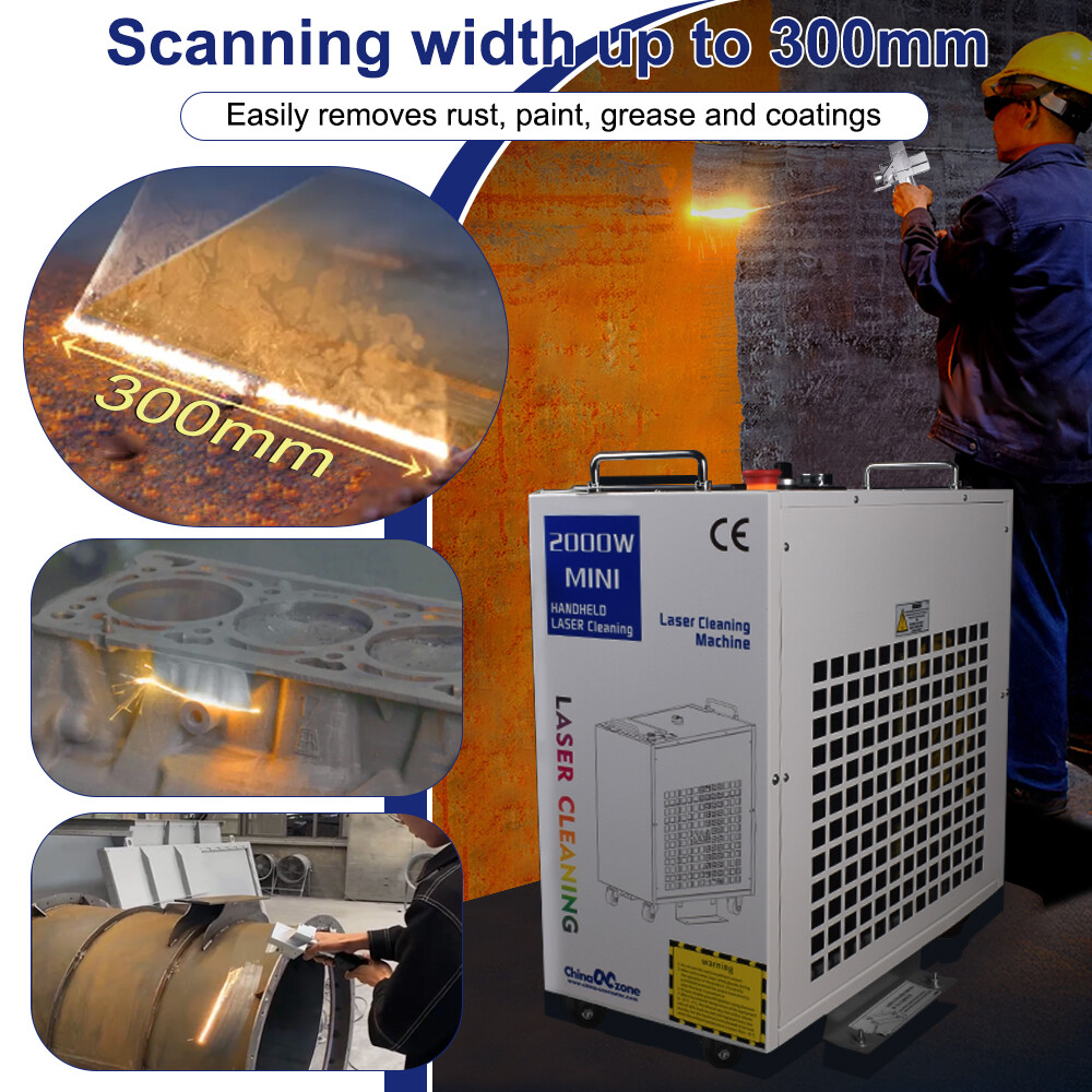 2000W Laser Cleaning Machine Rust Removal Laser Remove Oil Paint Double Pendulum