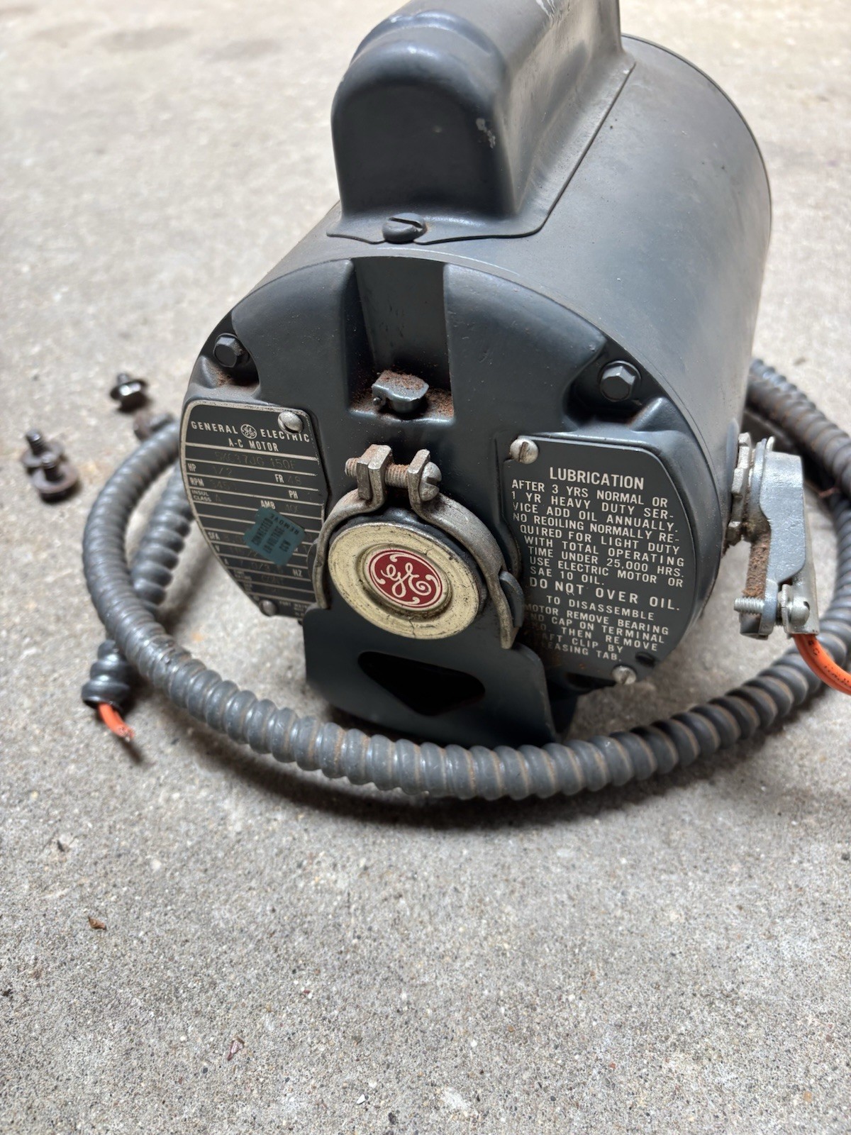 Landis Motor GE A-C Motor 5KC37JG 150F HP 1/2 RPM 3450