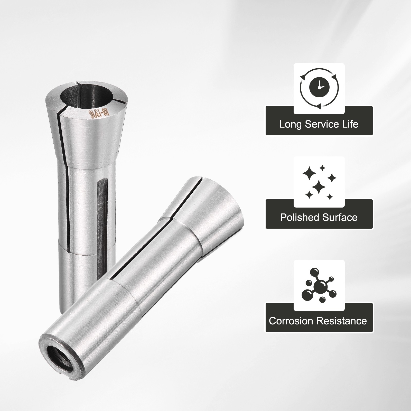 R8 13/16″(20.6mm) Round Collet 7/16-20UNF Thread Precision Round Spring Collet