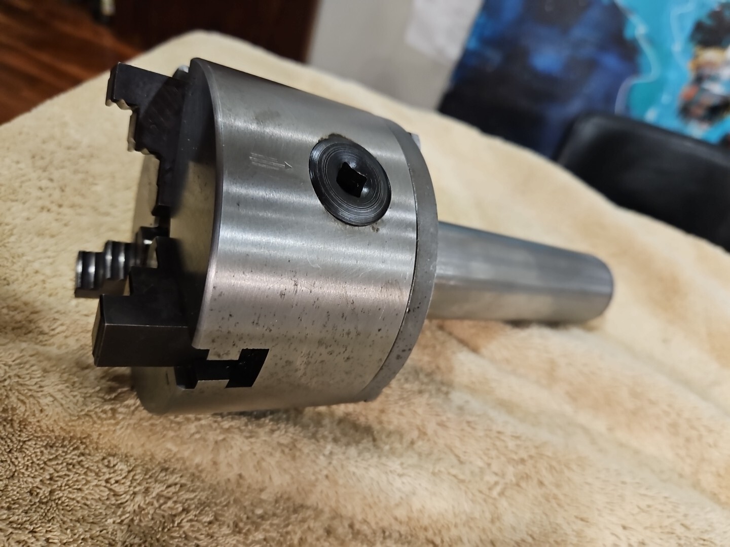 Lathe Chuck Soul 3 Jaw #4 4″ Arbor B&S 12 With Key JAPAN